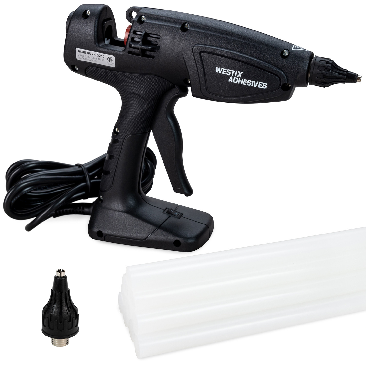 GG-210 Industrial 200W Hot Glue Gun with 10 pcs Glue Sticks, General Purpose